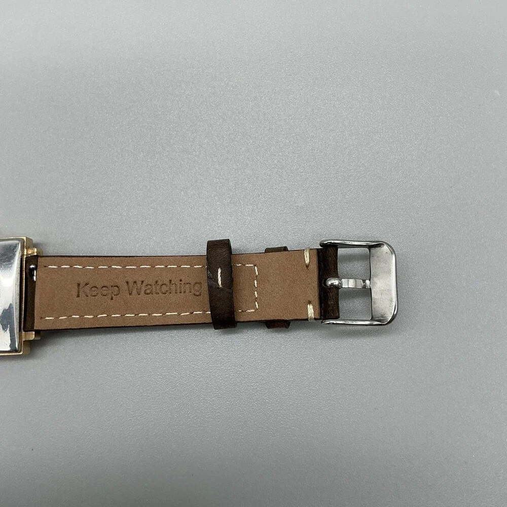 Vintage Cornavin Mens Watch 29mm Square Brown Leather Manual Wind Date